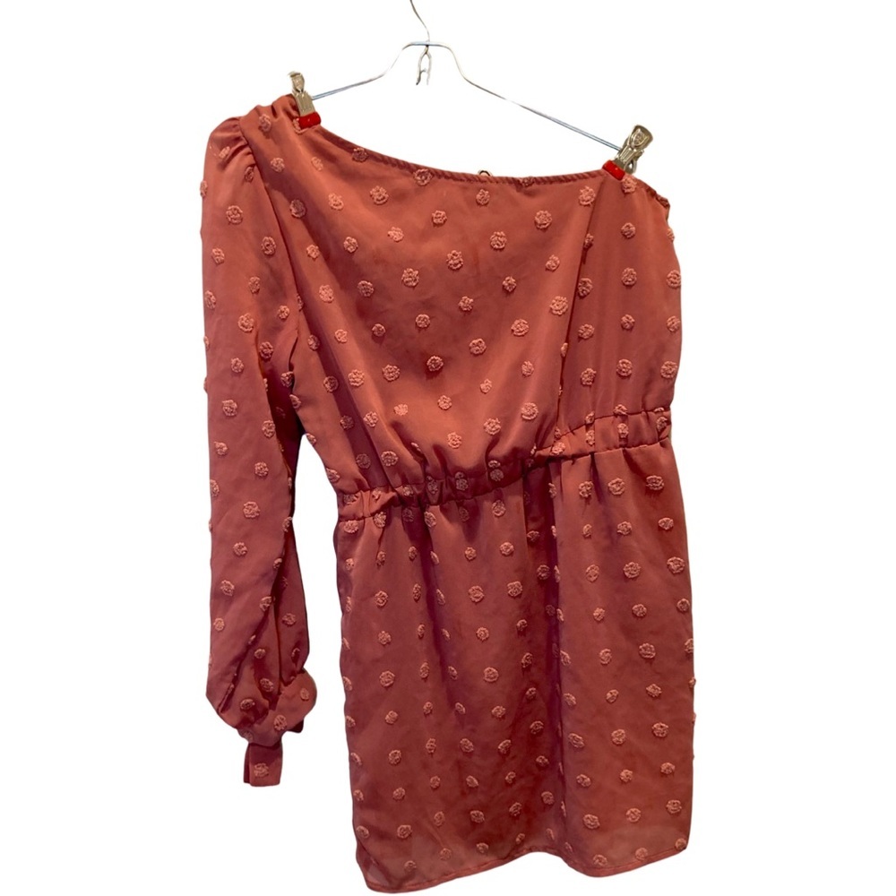 Bae Ve1y pink polka dot one shouldering sleeve dress​